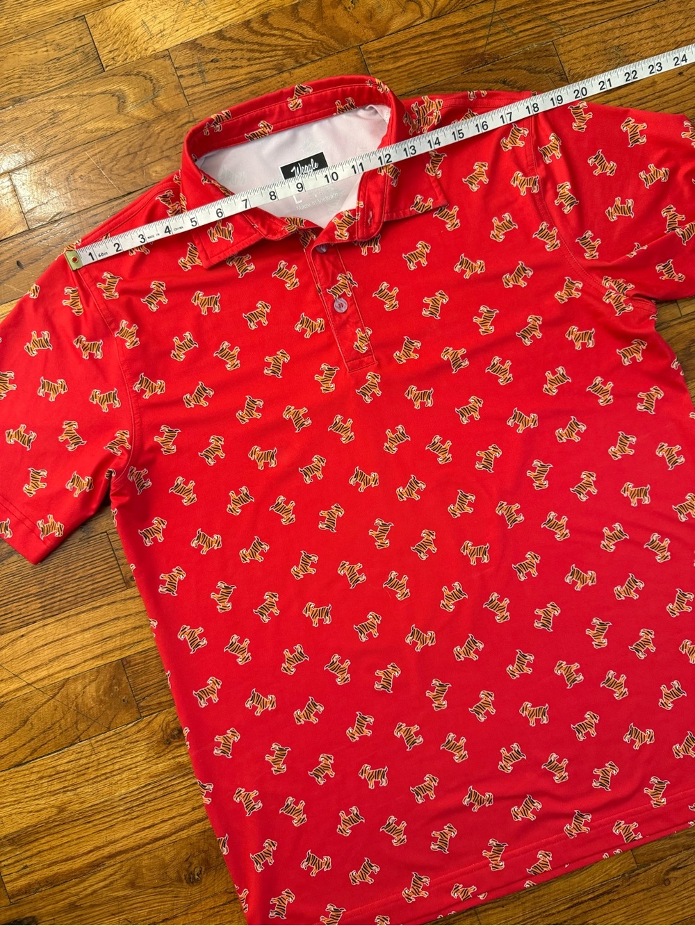 Waggle Golf The GOAT Sunday Red Tiger Stripe Goat Performance Polo Men’s Size L - Picture 5 of 11